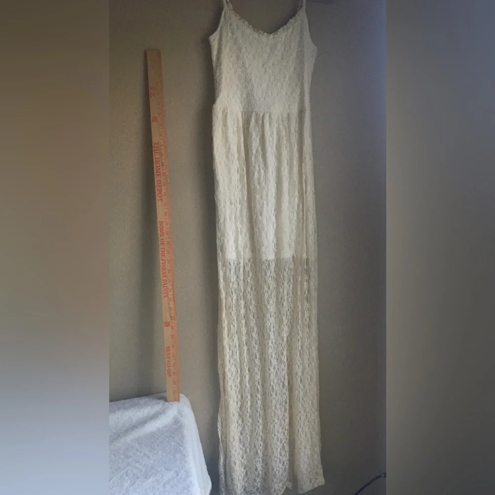 Abercrombie & Fitch Lace Maxi Dress - Off White/cream Spaghetti Straps - X-Small